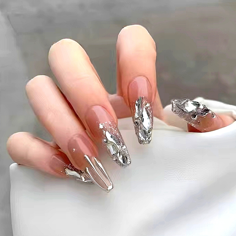 Unique Luxurious Premium Exquisitely Embellished Press-On Nails Free Shi…